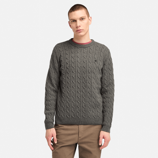 Timberland - Phillips Brook Cable Crew Neck Jumper for Men in Dark Grey, Man, Grey, Size: M