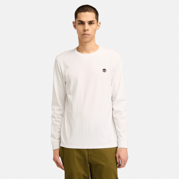 Timberland - Oyster River T-shirt met lange mouwen en logo voor heren in wit, Man, wit, Grootte: XXL