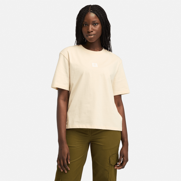 Timberland - Stack Logo T-shirt met korte mouwen voor dames in beige, Vrouw, beige, Grootte: XXL