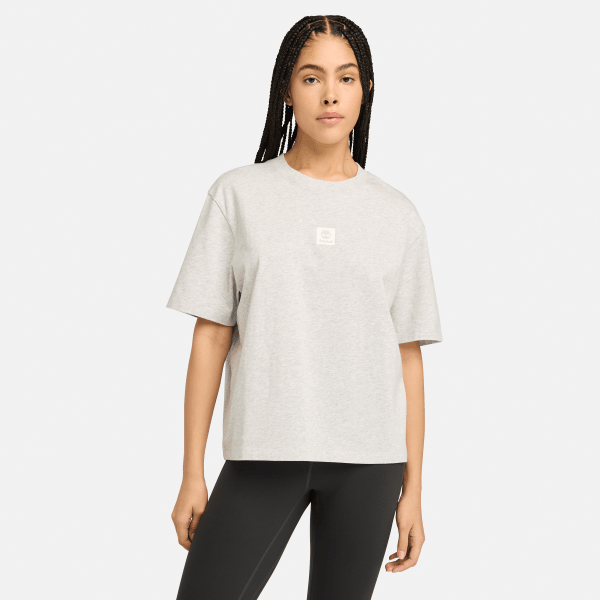 Timberland - Stack Logo T-shirt met korte mouwen voor dames in lichtgrijs, Vrouw, grijs, Grootte: L