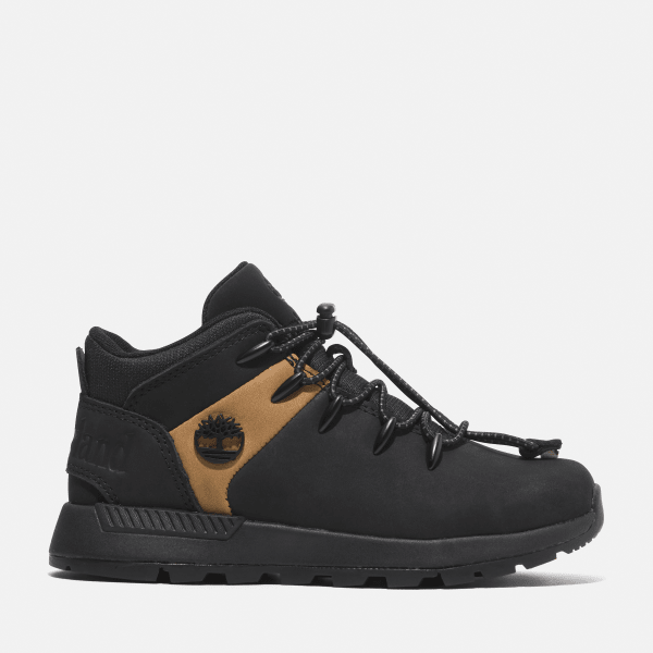 Timberland - Sprint Trekker Halfhoge Vetersneaker voor kids in zwart/geel, unisex, zwart, Grootte: 34