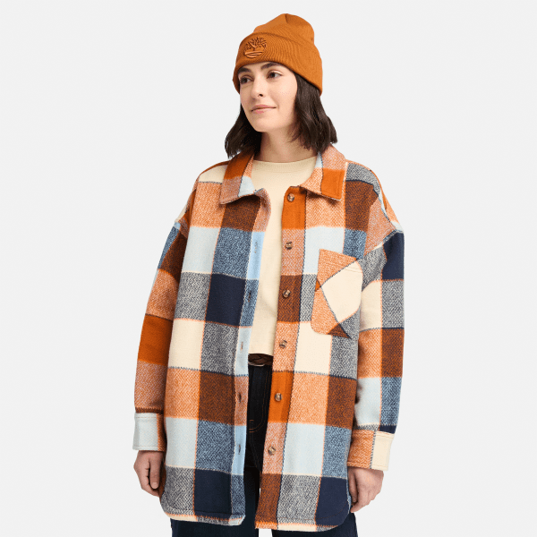 Timberland - Overshirt van dik flanel voor dames in oranje, Vrouw, oranje, Grootte: XXL