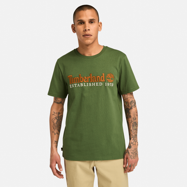 Timberland - Embroidered Established 1973 T-Shirt for Men in Green, Man, Green, Size: M