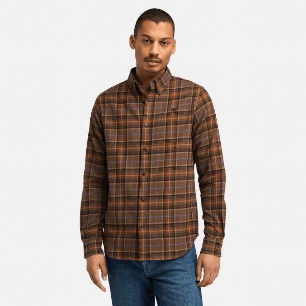 Timberland - Middelzwaar geruit flanellen overhemd voor heren in bruin, Man, bruin, Grootte: XL