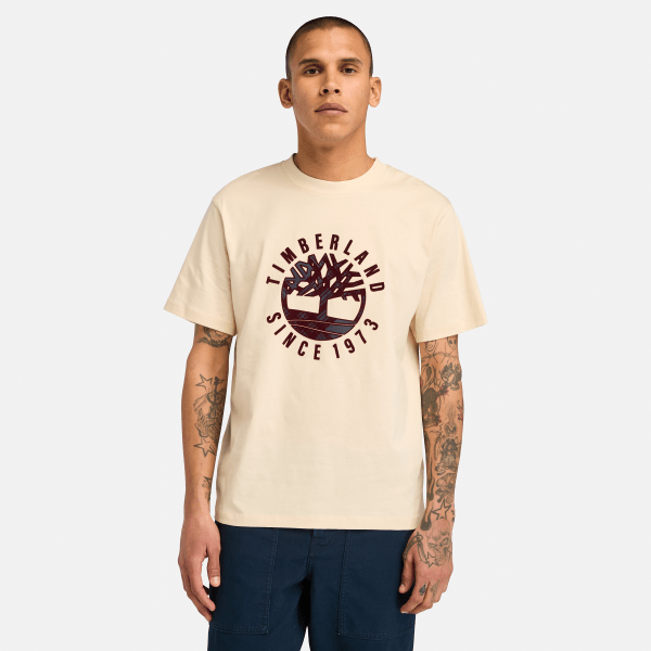 Timberland - T-shirt met feestdagenprint voor heren in beige, Man, beige, Grootte: XXL