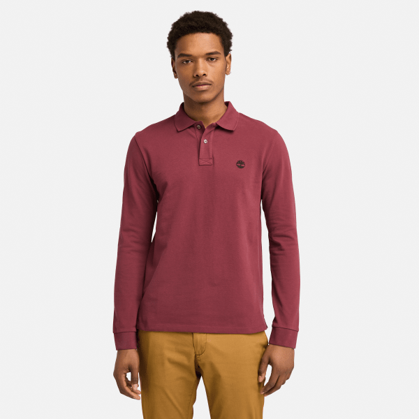 Timberland - Oyster River polo met lange mouwen voor heren in rood, Man, rood, Grootte: S