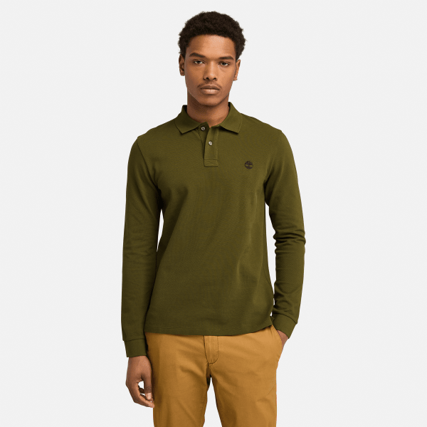 Timberland - Oyster River polo met lange mouwen voor heren in groen, Man, groen, Grootte: S