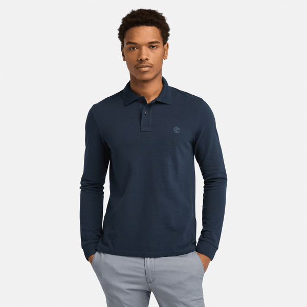 Timberland - Oyster River polo met lange mouwen voor heren in marineblauw, Man, marineblauw, Grootte: 3XL