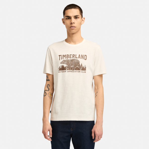 Timberland - Gevlamd T-shirt met print voor heren in wit, Man, wit, Grootte: L