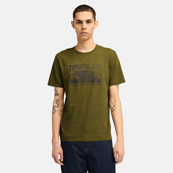 Timberland - Gevlamd T-shirt met print voor heren in groen, Man, groen, Grootte: 3XL