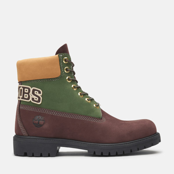 Brown and green timbs on sale