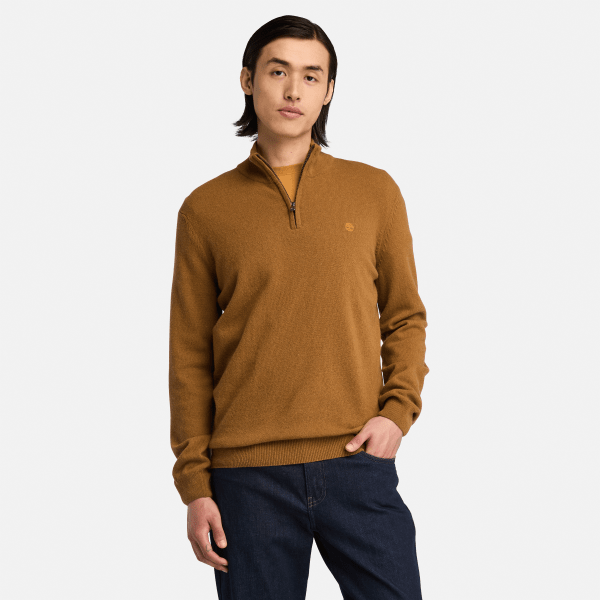 Timberland - Jaffrey Lamswollen Trui met korte rits voor heren in donkergeel, Man, geel, Grootte: L