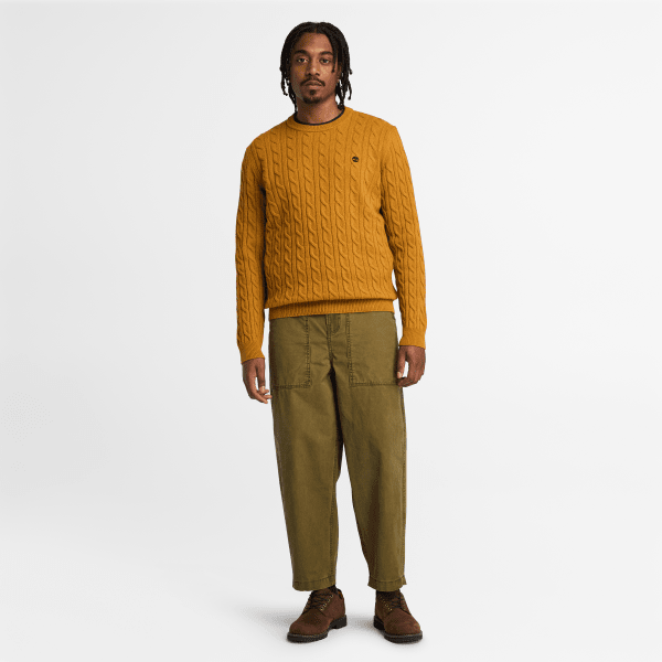 Phillips Brook Cable Crew Neck Jumper for Men in Yellow