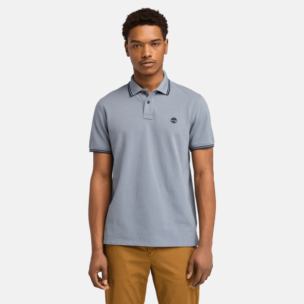 Timberland - Millers River Tipped Pique Polo for Men in Grey, Man, Grey, Size: L