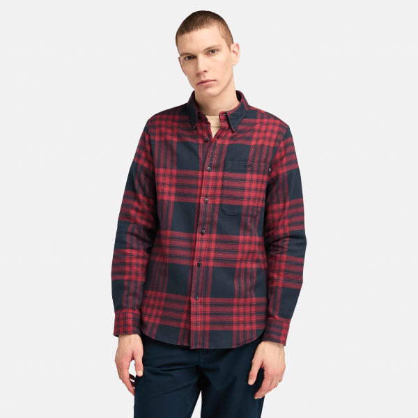 Timberland - Middelzwaar geruit flanellen overhemd voor heren in rood, Man, rood, Grootte: 3XL