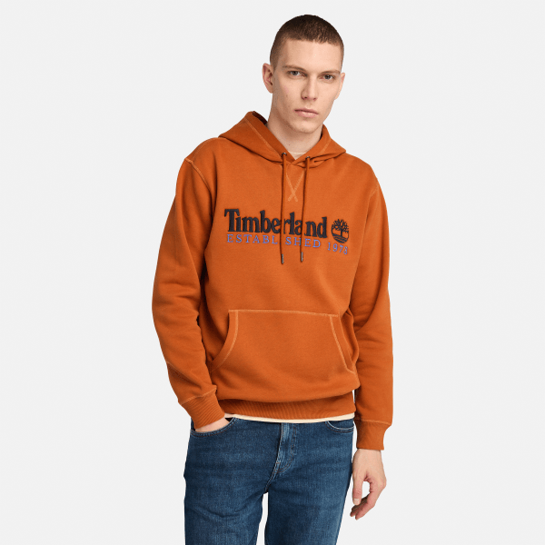 Timberland - 'Established 1973' Hoodie voor heren in oranje, Man, oranje, Grootte: XL