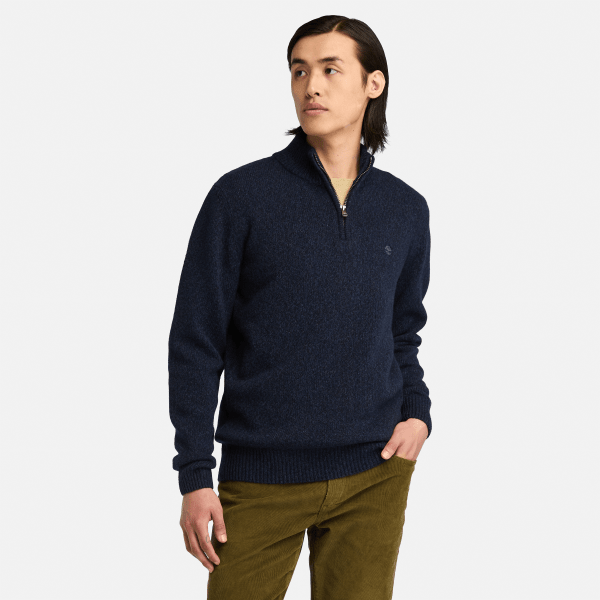 Timberland - Twisted Yarn fleece trui met 1/4 ritssluiting voor heren in donkerblauw, Man, blauw, Grootte: XXL