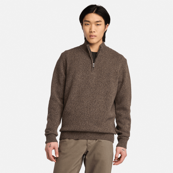 Timberland - Twisted Yarn fleece trui met 1/4 ritssluiting voor heren in bruin, Man, bruin, Grootte: 3XL