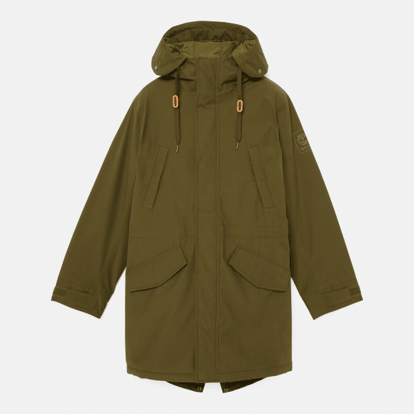 Water Resistant Fishtail Parka for Men in Green
