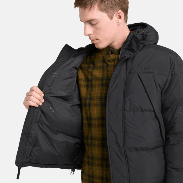 Durable Water Repellent Puffer Jacket for Men in Black