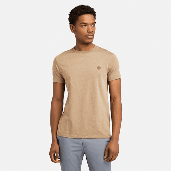 Timberland - Oyster River Chest Logo T-shirt met korte mouwen (slimfit) voor heren in kaki, Man, groen, Grootte: XL