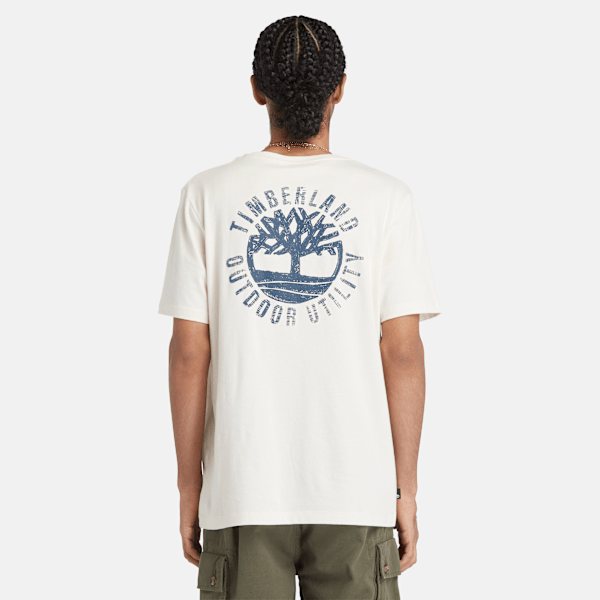 Timberland - Ongeverfd grafisch T-shirt voor heren in ongeverfde stof, Man, wit, Grootte: M