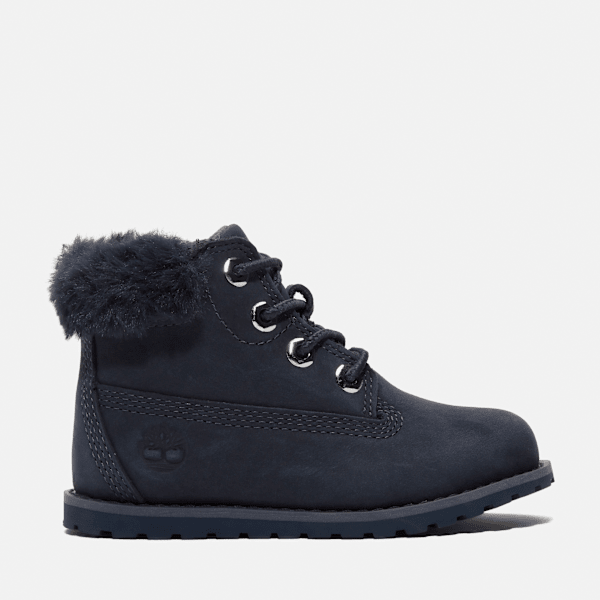 Timberland - Pokey Pine Fluffy-collar Zip Boot voor peuters en kleuters in donkerblauw nubuck, unisex, blauw, Grootte: 27