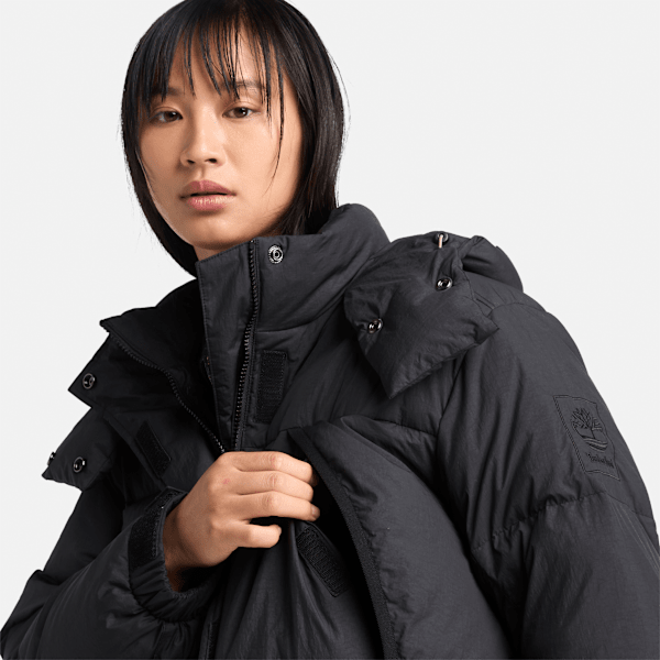 Howker Recycled Down Puffer Long Parka for Women in Black