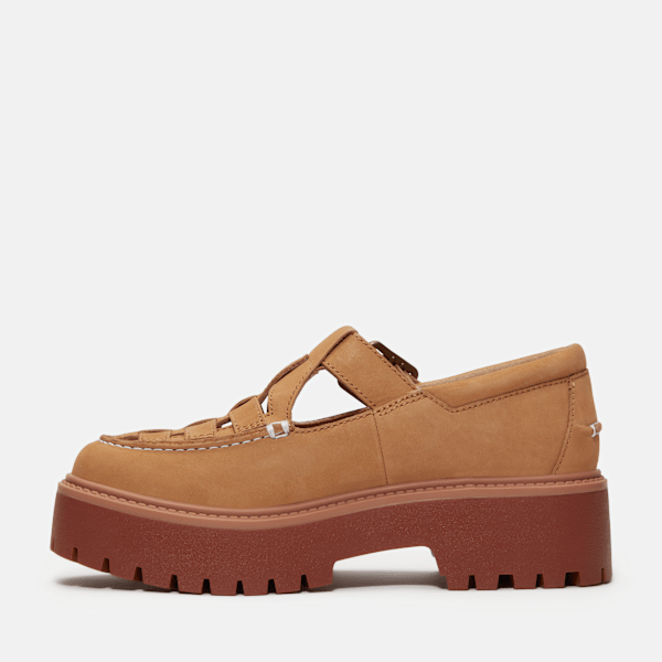 Stone Street Platform Buckle Shoe for Women in Beige