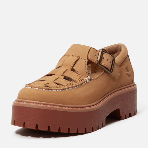 Stone Street Platform Buckle Shoe for Women in Beige