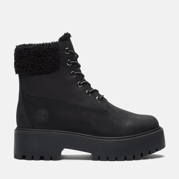 Timberland - Stone Street halfhoge boot met warme voering voor dames in zwart, Vrouw, zwart, Grootte: 38.5