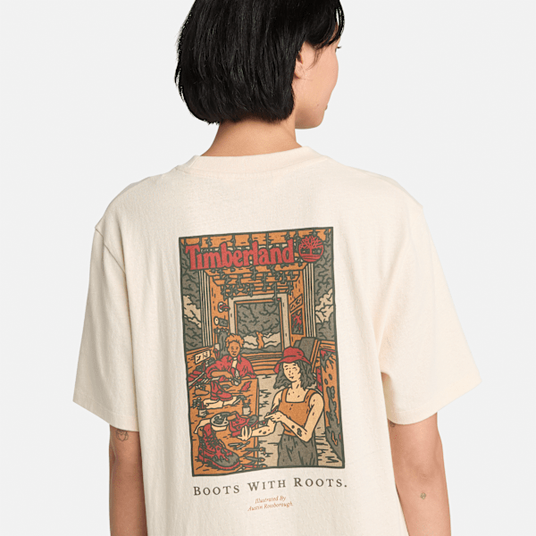 Timberland - Washed Boot Lab Back Graphic T-Shirt for All Gender in Undyed, Man, Beige, Size: M