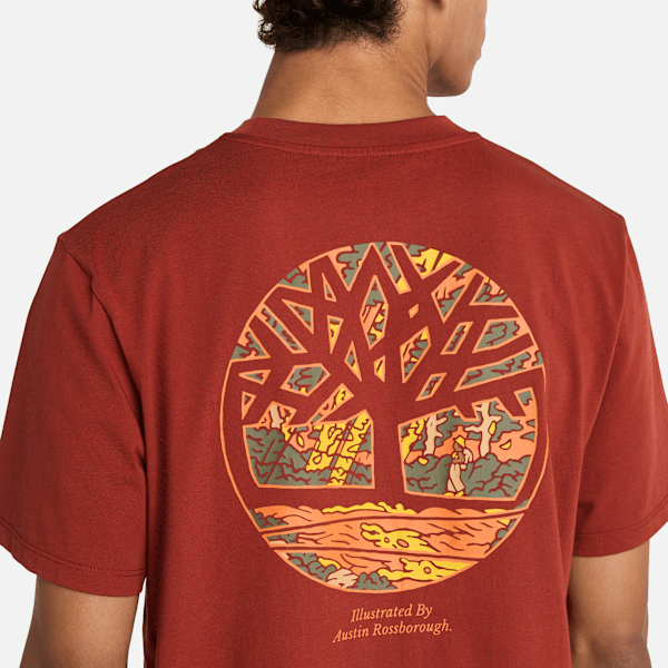 Timberland - Illustrated Tree Logo Back Graphic T-Shirt for All Gender in Red, Red, Size: S