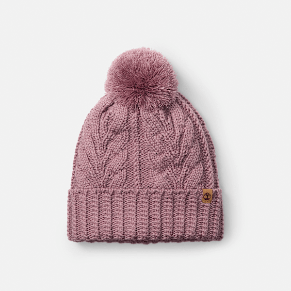 Timberland - Cable Beanie with Pom in Pink, Woman, Pink