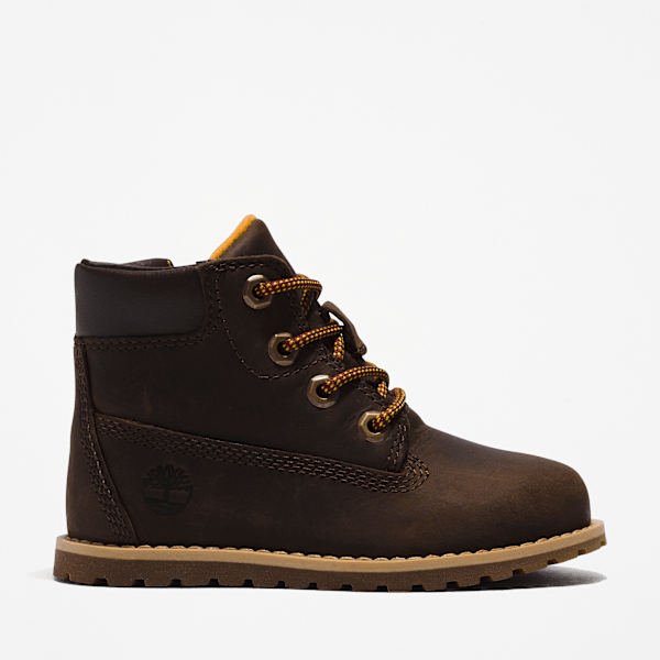 Timberland Timberland - Pokey Pine Side Zip Boot for Toddler in Dark Brown, Brown