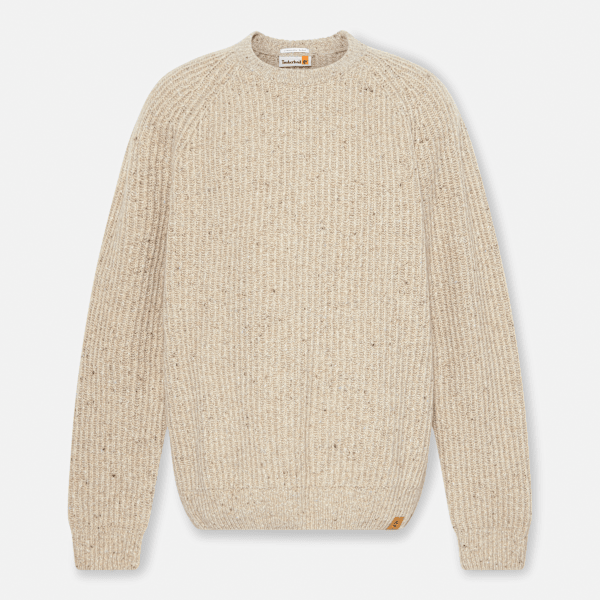 Chunky Yarn Crewneck Jumper for Men in Beige