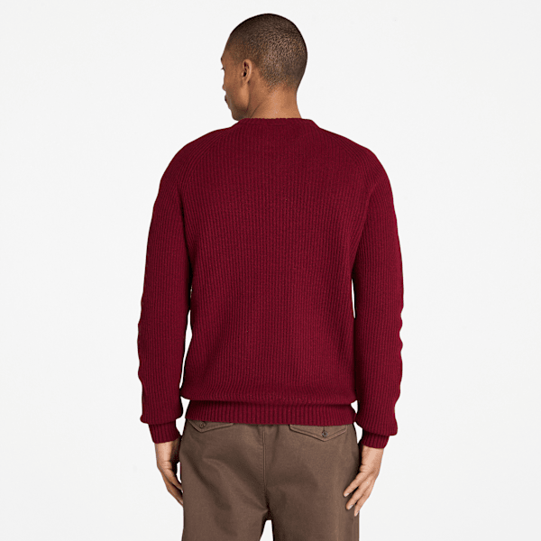 Phillips Brook Raglan Sleeve Crewneck Jumper for Men in Burgundy