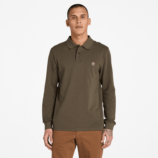 Timberland - Millers River Long-Sleeve Pique Polo for Men in Green, Man, Green, Size: L