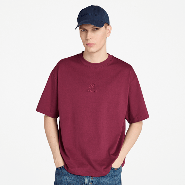 Timberland - Hampton Tonal Stack Logo T-Shirt for Men in Burgundy, Man, Burgundy, Size: L