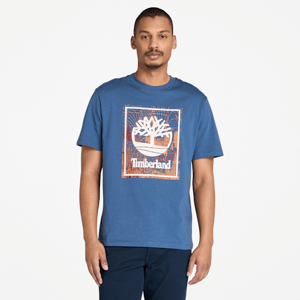 Timberland - Front Seasonal Stack Logo Graphic T-Shirt for Men in Dark Blue, Man, Blue, Size: XL