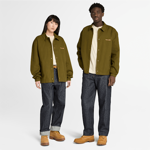 Timberland - All Gender Washed Duck Canvas Insulated Jacket in Dark Green, Green, Size: XS
