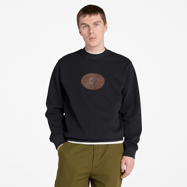 Timberland - Leather Badge Sweatshirt for Men in Black, Man, Black, Size: M