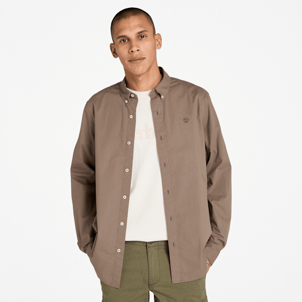 Timberland - Long-Sleeve Stretch Poplin Shirt for Men in Brown, Man, Brown, Size: M