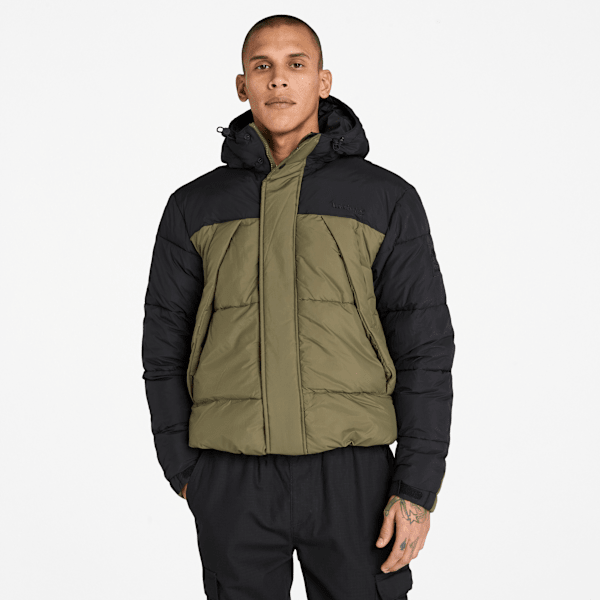 Timberland - Durable Water-Repellent Puffer Jacket for Men in Black/Dark Green, Man, Green, Size: M