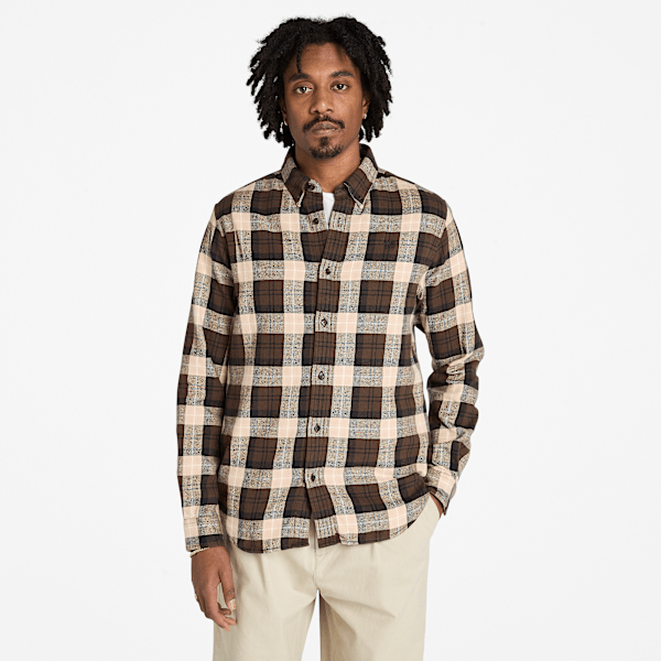 Checked Flannel Shirt for Men in Brown