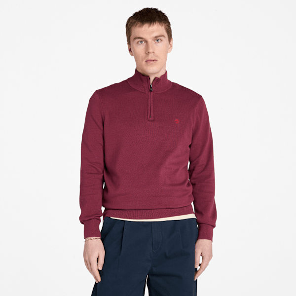 Timberland - Williams River Quarter-Zip Jumper for Men in Burgundy, Man, Burgundy, Size: XXL