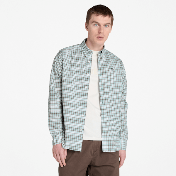 Timberland - Stretch Poplin Gingham Shirt for Men in Grey, Man, Grey, Size: M