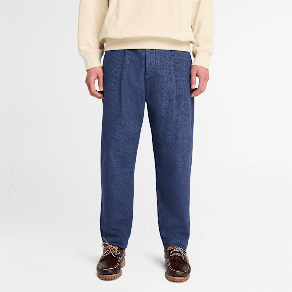 Timberland - Timberland Claremont Herringbone Pleated Chino Trouser for Men in Dark Blue, Man, Blue, Size: 36
