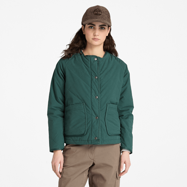 Timberland - Durable Water-Repellent Quilted Jacket for Women in Dark Green, Woman, Green, Size: M