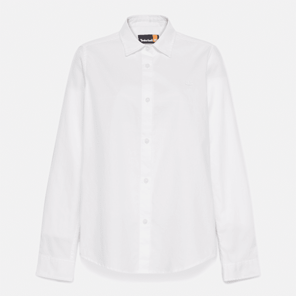 Camisa Oxford de manga larga Timberland® para mujer en blanco